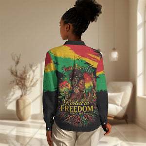 Juneteenth Rooted in Freedom Women Casual Shirt Black Pride African Queen