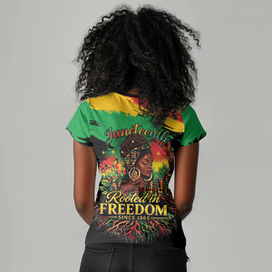 Juneteenth Rooted in Freedom Women V-Neck T-Shirt Black Pride African Queen