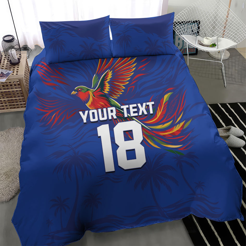 Haiti Heritage Football 2026 Custom Bedding Set Hispaniolan Trogon Bird