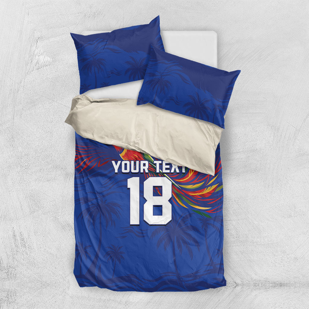 Haiti Heritage Football 2026 Custom Bedding Set Hispaniolan Trogon Bird
