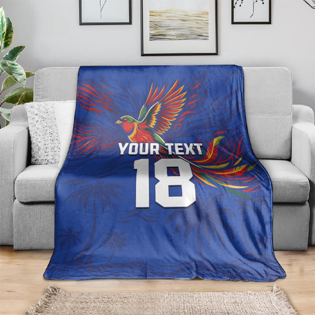 Haiti Heritage Football 2026 Custom Blanket Hispaniolan Trogon Bird