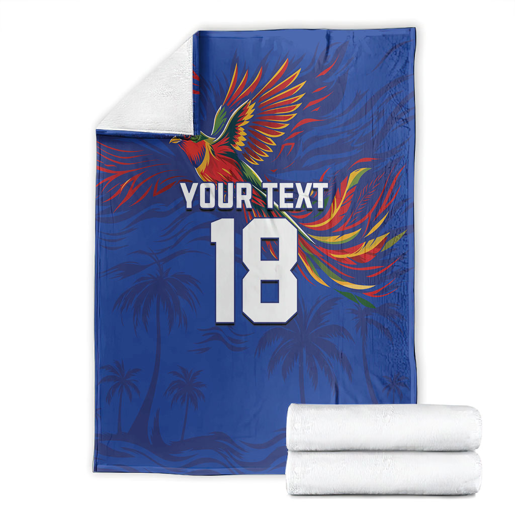 Haiti Heritage Football 2026 Custom Blanket Hispaniolan Trogon Bird