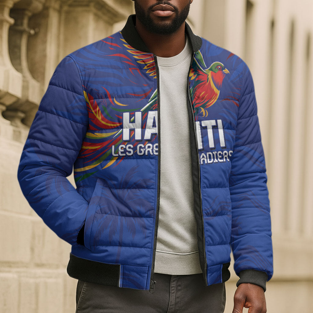 Haiti Heritage Football 2026 Custom Bomber Puffer Jacket Hispaniolan Trogon Bird