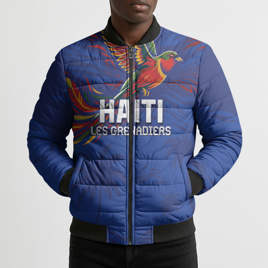 Haiti Heritage Football 2026 Custom Bomber Puffer Jacket Hispaniolan Trogon Bird