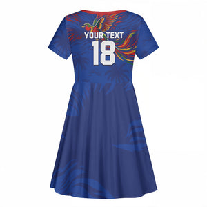 Haiti Heritage Football 2026 Custom Kid Short Sleeve Dress Hispaniolan Trogon Bird