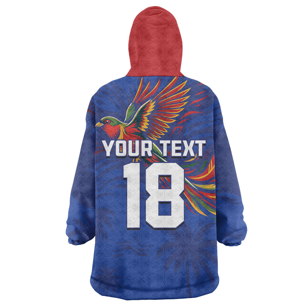 Haiti Heritage Football 2026 Custom Kid Wearable Blanket Hoodie Hispaniolan Trogon Bird