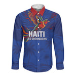 Haiti Heritage Football 2026 Custom Long Sleeve Button Shirt Hispaniolan Trogon Bird