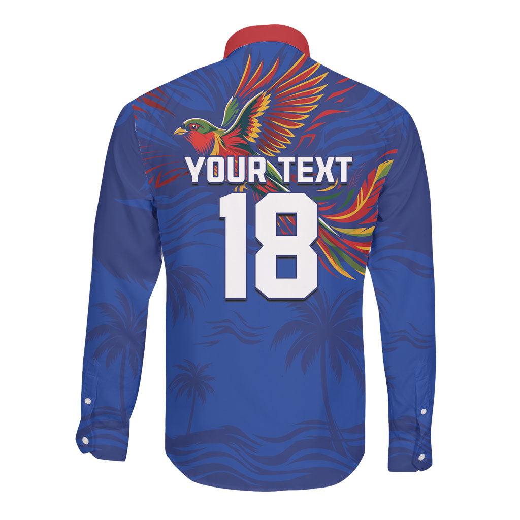 Haiti Heritage Football 2026 Custom Long Sleeve Button Shirt Hispaniolan Trogon Bird