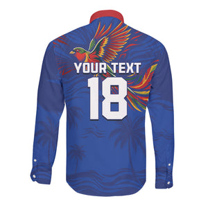 Haiti Heritage Football 2026 Custom Long Sleeve Button Shirt Hispaniolan Trogon Bird