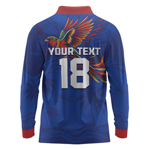 Haiti Heritage Football 2026 Custom Long Sleeve Polo Shirt Hispaniolan Trogon Bird