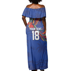 Haiti Heritage Football 2026 Custom Off Shoulder Maxi Dress Hispaniolan Trogon Bird