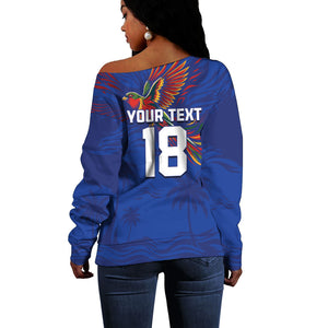 Haiti Heritage Football 2026 Custom Off Shoulder Sweater Hispaniolan Trogon Bird