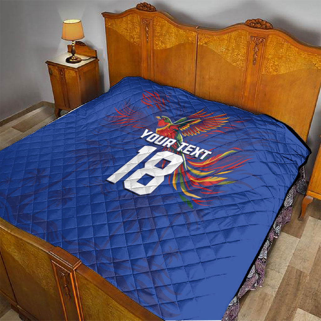 Haiti Heritage Football 2026 Custom Quilt Hispaniolan Trogon Bird