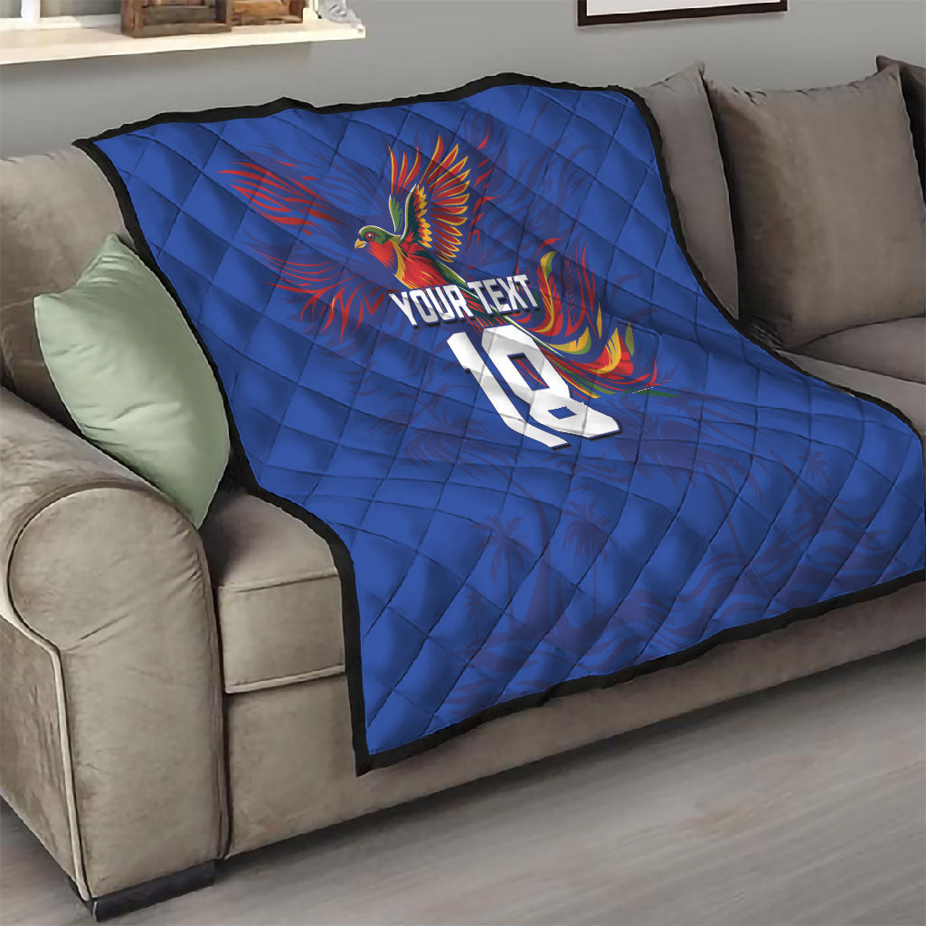 Haiti Heritage Football 2026 Custom Quilt Hispaniolan Trogon Bird