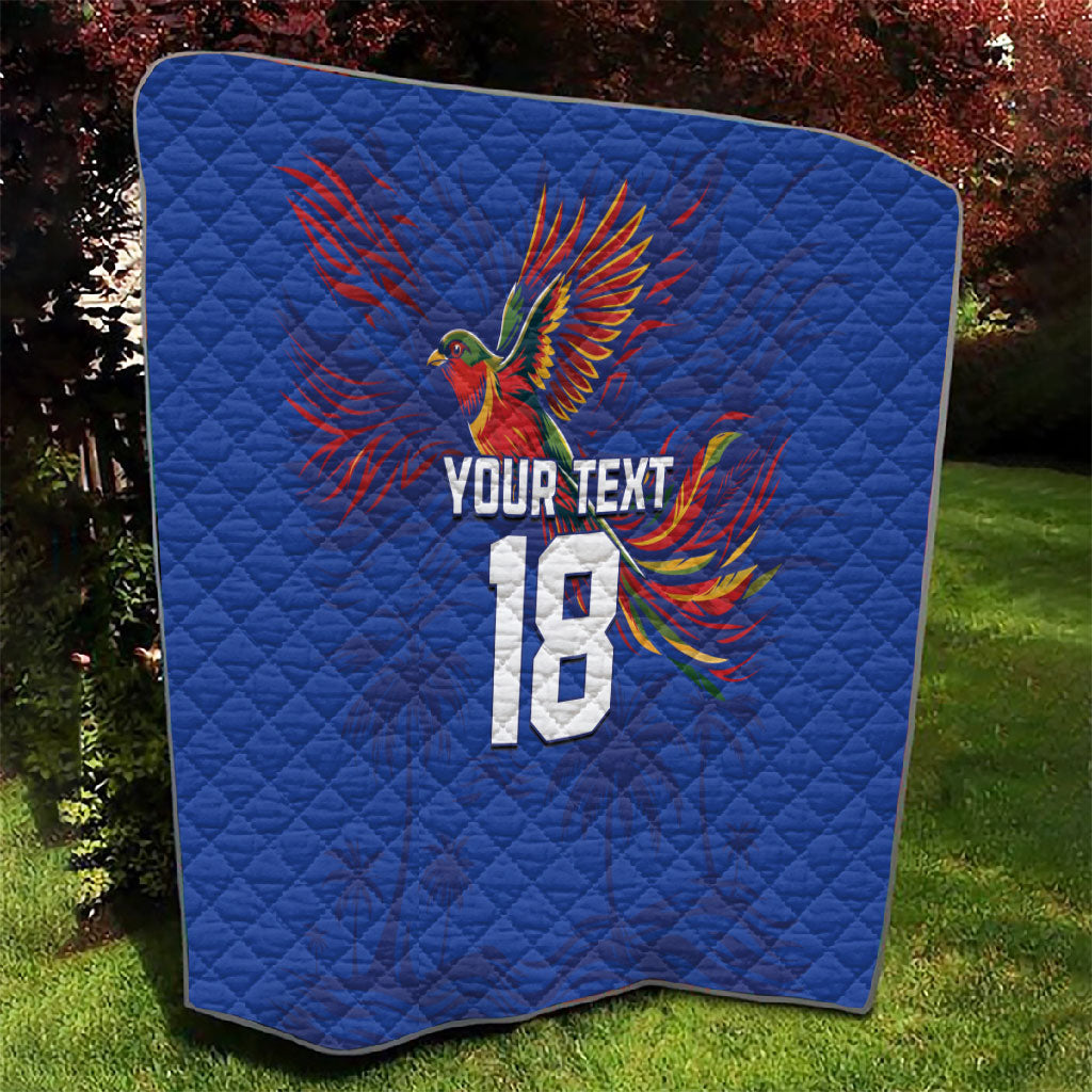 Haiti Heritage Football 2026 Custom Quilt Hispaniolan Trogon Bird