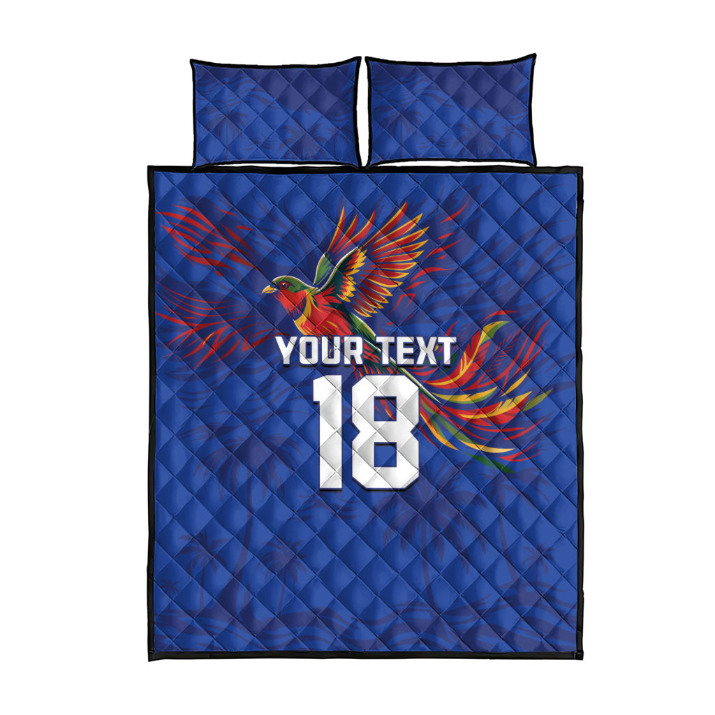 Haiti Heritage Football 2026 Custom Quilt Bed Set Hispaniolan Trogon Bird