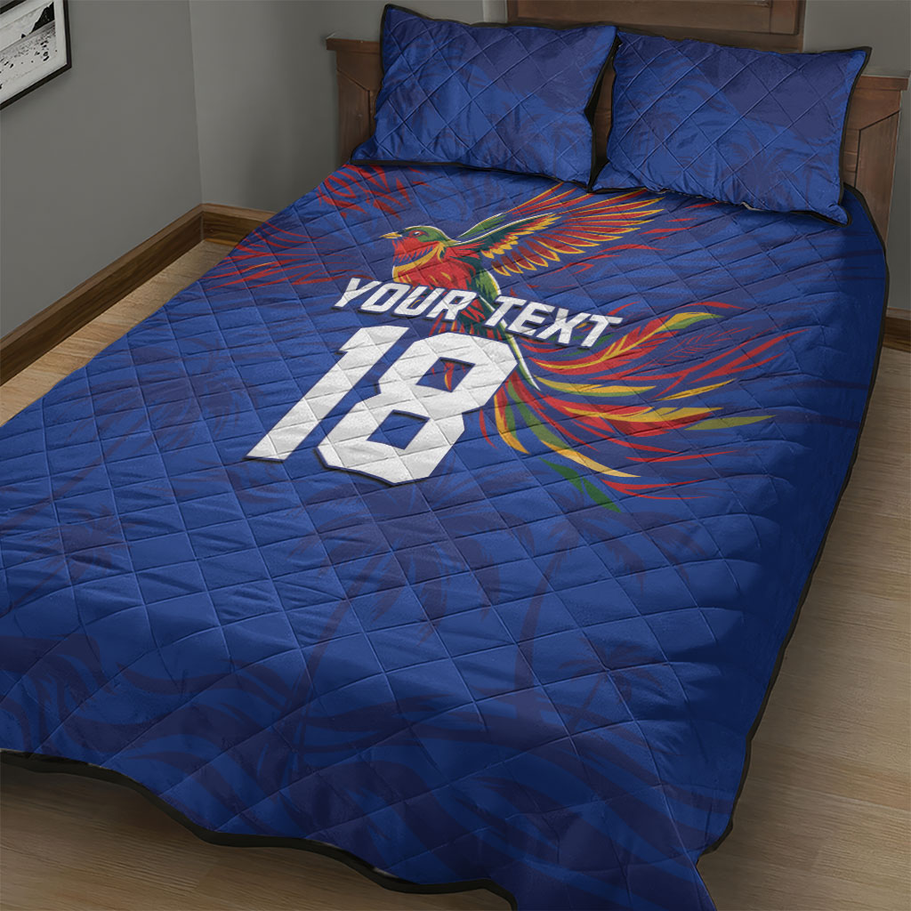 Haiti Heritage Football 2026 Custom Quilt Bed Set Hispaniolan Trogon Bird