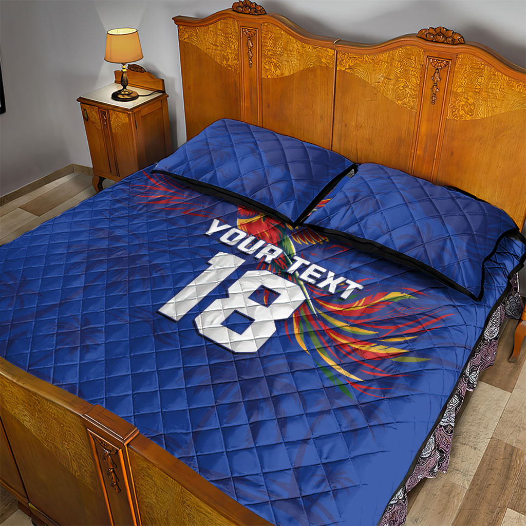 Haiti Heritage Football 2026 Custom Quilt Bed Set Hispaniolan Trogon Bird