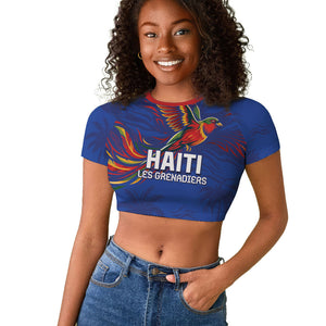 Haiti Heritage Football 2026 Custom Raglan Cropped T shirt Hispaniolan Trogon Bird