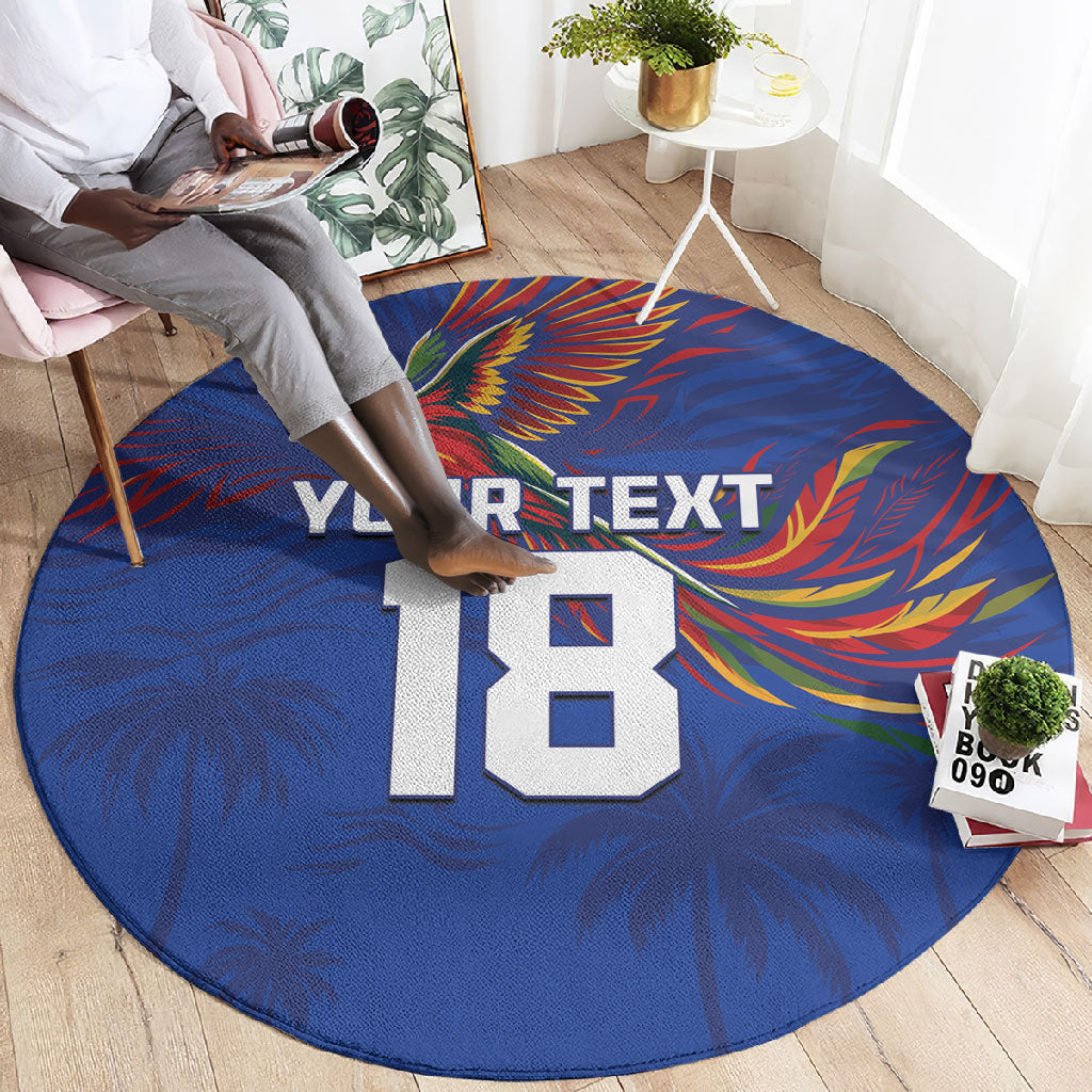 Haiti Heritage Football 2026 Custom Round Carpet Hispaniolan Trogon Bird