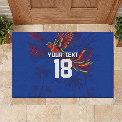 Haiti Heritage Football 2026 Custom Rubber Doormat Hispaniolan Trogon Bird