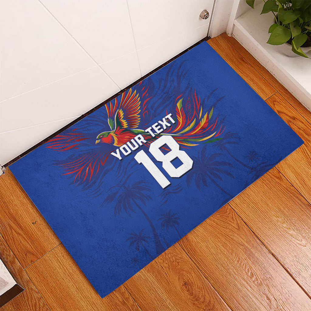 Haiti Heritage Football 2026 Custom Rubber Doormat Hispaniolan Trogon Bird