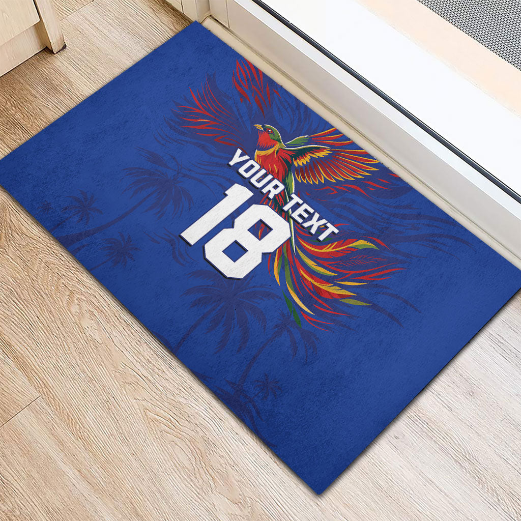 Haiti Heritage Football 2026 Custom Rubber Doormat Hispaniolan Trogon Bird