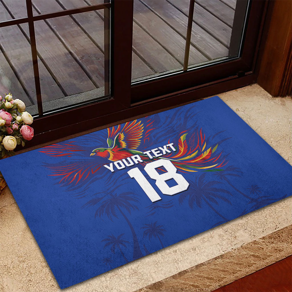Haiti Heritage Football 2026 Custom Rubber Doormat Hispaniolan Trogon Bird