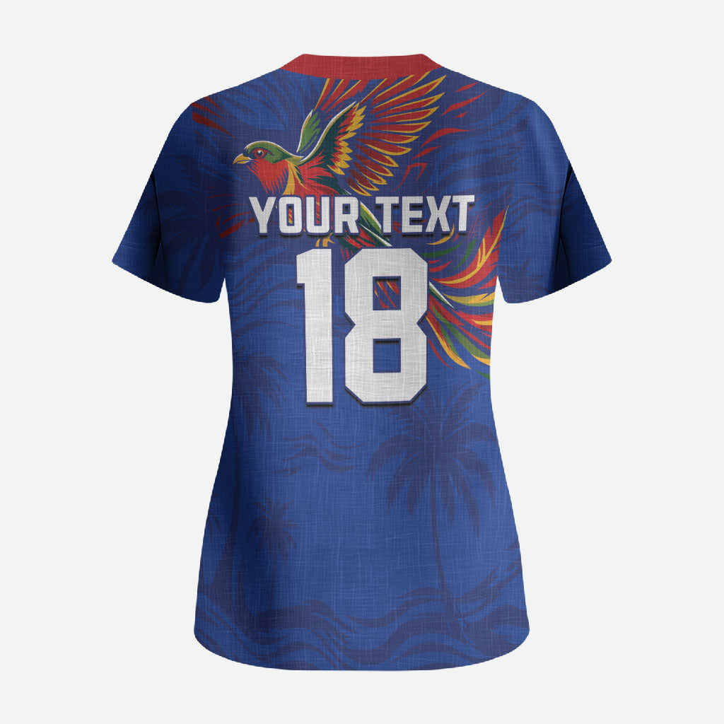 Haiti Heritage Football 2026 Custom Scrub Top Hispaniolan Trogon Bird