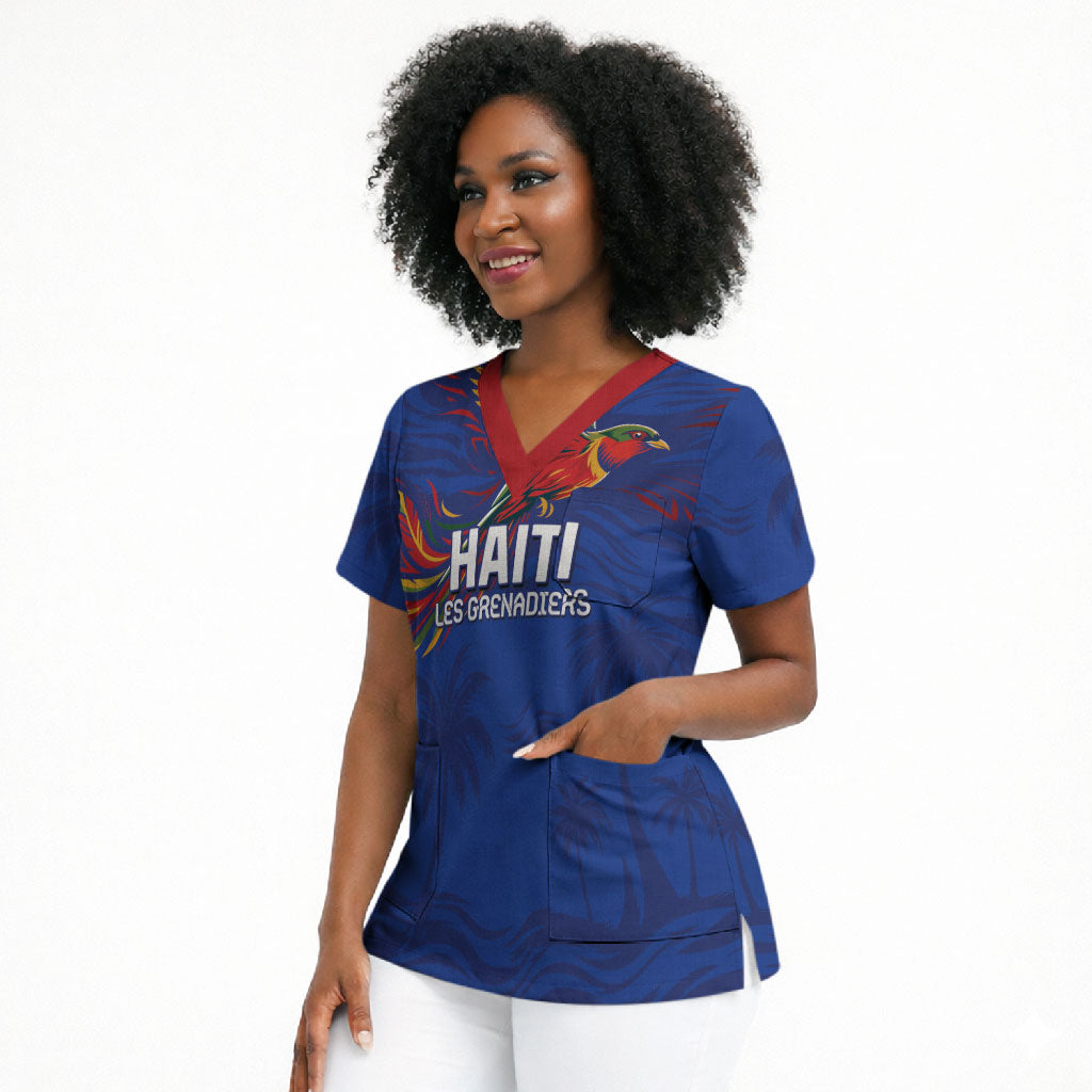 Haiti Heritage Football 2026 Custom Scrub Top Hispaniolan Trogon Bird