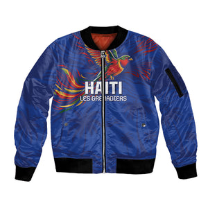 Haiti Heritage Football 2026 Custom Sleeve Zip Bomber Jacket Hispaniolan Trogon Bird