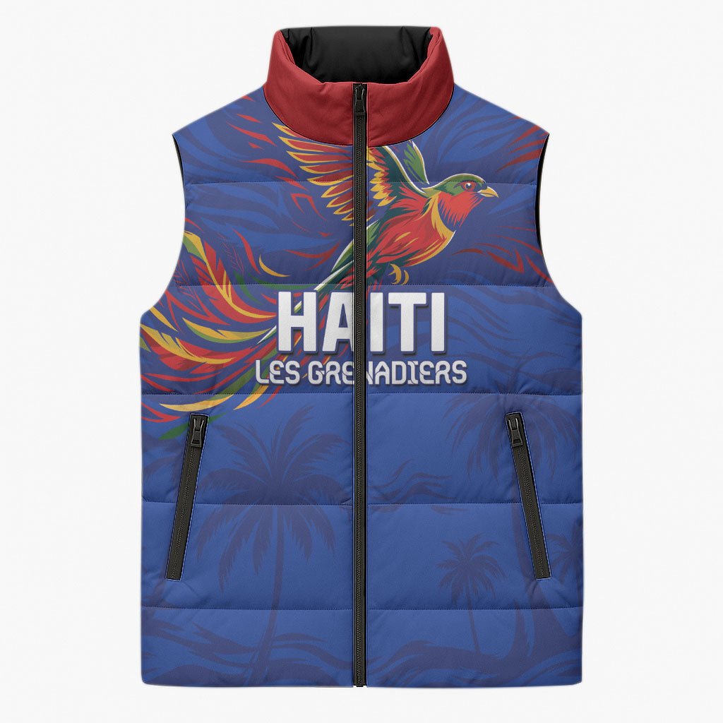 Haiti Heritage Football 2026 Custom Sleeveless Puffer Jacket Hispaniolan Trogon Bird
