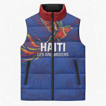 Haiti Heritage Football 2026 Custom Sleeveless Puffer Jacket Hispaniolan Trogon Bird