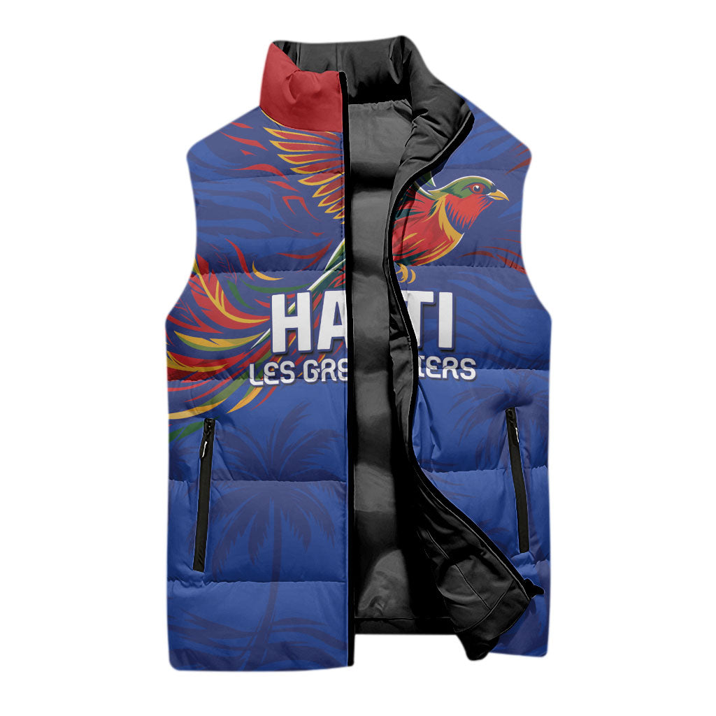 Haiti Heritage Football 2026 Custom Sleeveless Puffer Jacket Hispaniolan Trogon Bird