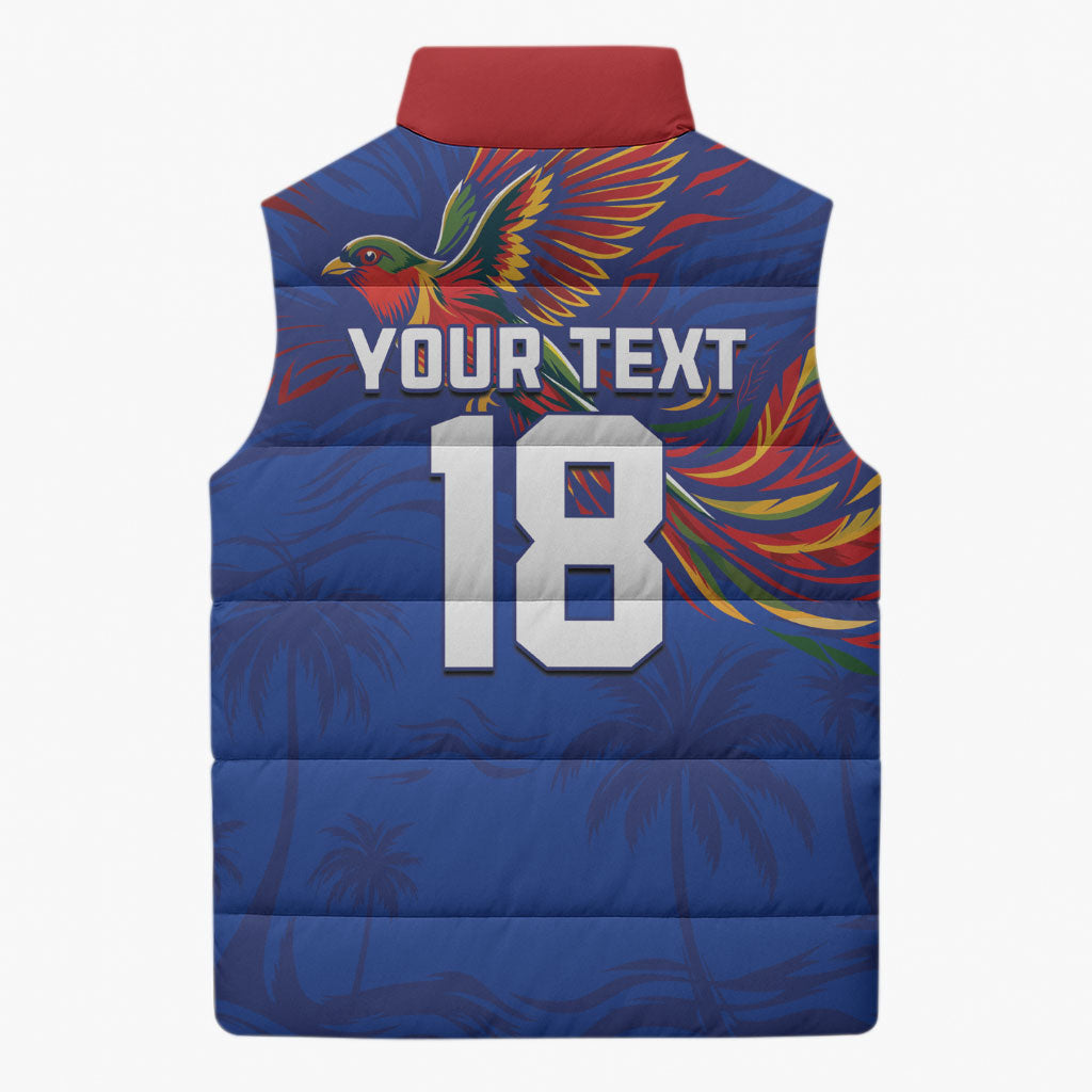 Haiti Heritage Football 2026 Custom Sleeveless Puffer Jacket Hispaniolan Trogon Bird