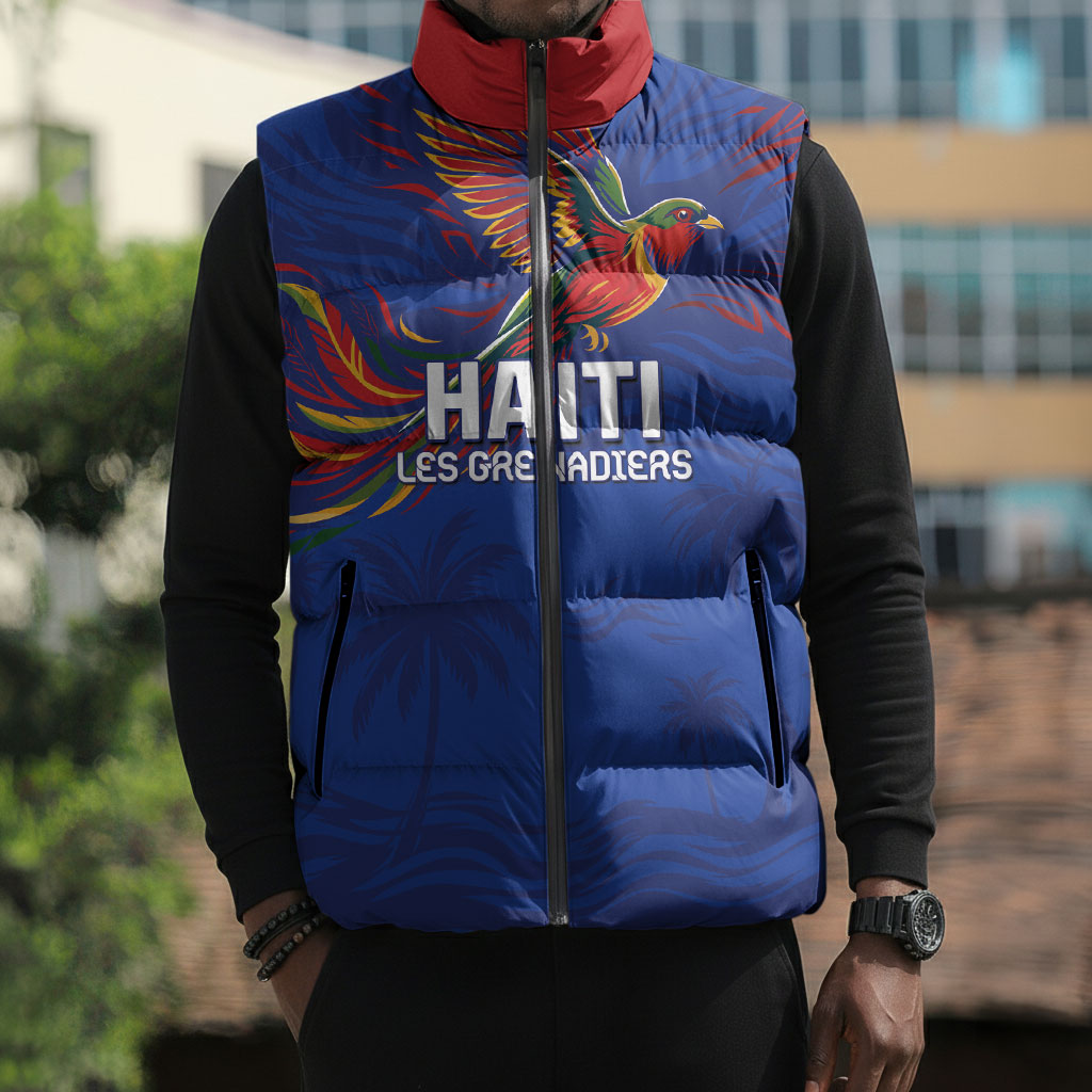 Haiti Heritage Football 2026 Custom Sleeveless Puffer Jacket Hispaniolan Trogon Bird