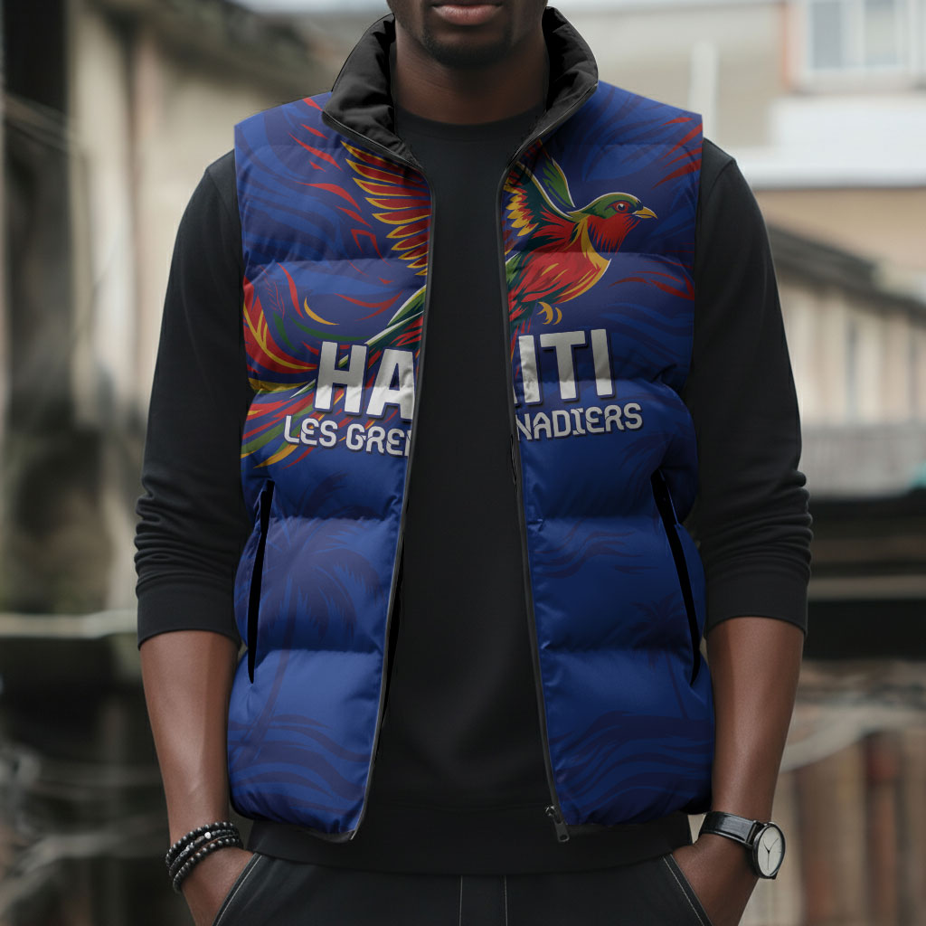 Haiti Heritage Football 2026 Custom Sleeveless Puffer Jacket Hispaniolan Trogon Bird