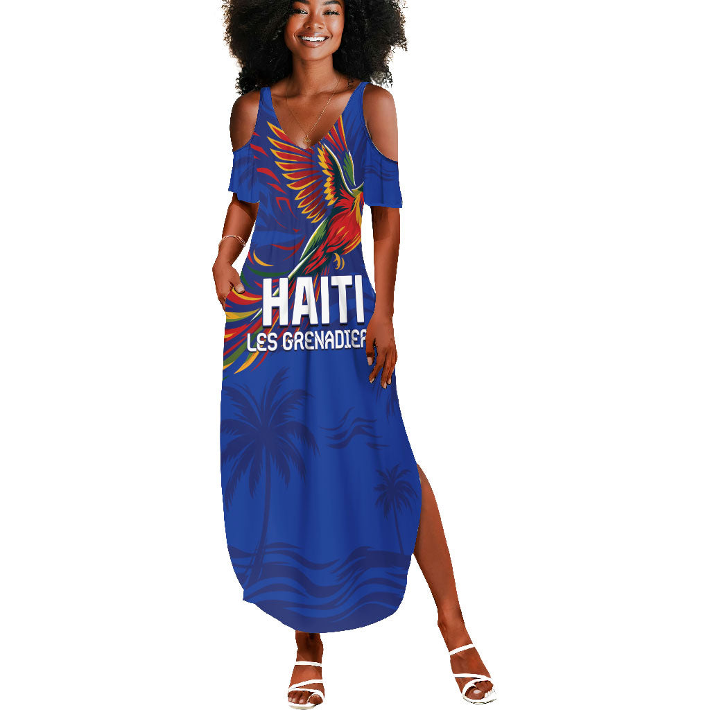 Haiti Heritage Football 2026 Custom Summer Maxi Dress Hispaniolan Trogon Bird