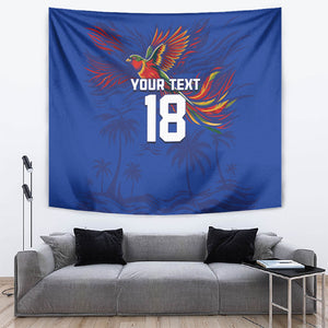 Haiti Heritage Football 2026 Custom Tapestry Hispaniolan Trogon Bird