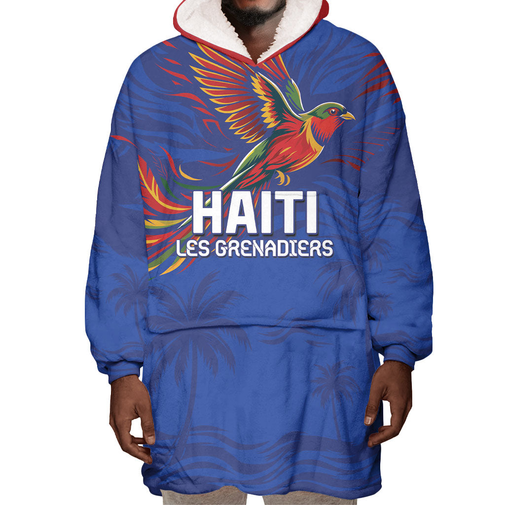 Haiti Heritage Football 2026 Custom Wearable Blanket Hoodie Hispaniolan Trogon Bird