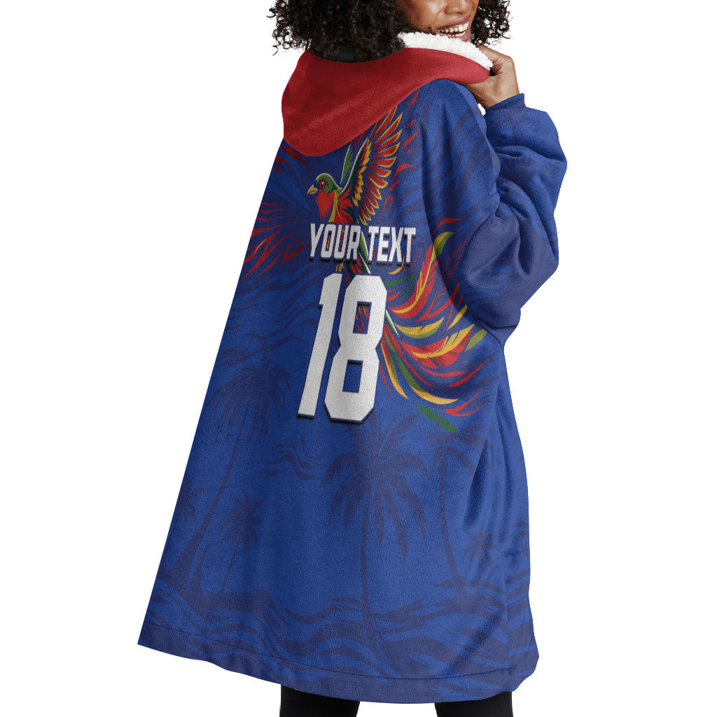 Haiti Heritage Football 2026 Custom Wearable Blanket Hoodie Hispaniolan Trogon Bird