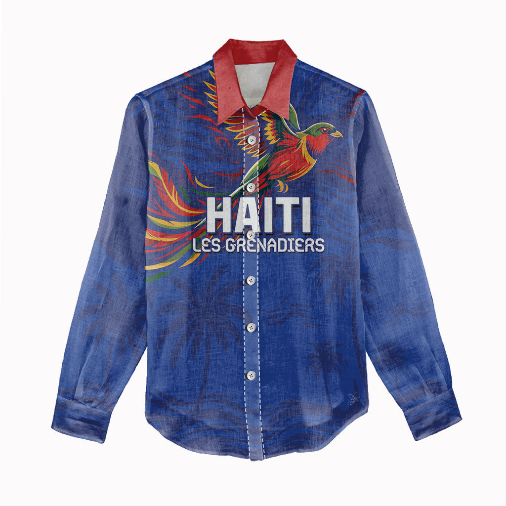Haiti Heritage Football 2026 Custom Women Casual Shirt Hispaniolan Trogon Bird