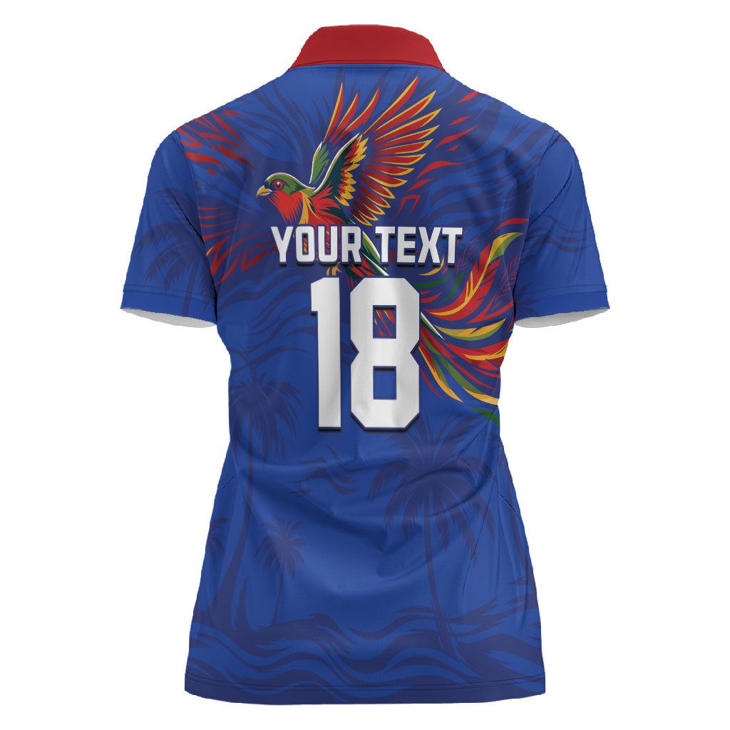 Haiti Heritage Football 2026 Custom Women Polo Shirt Hispaniolan Trogon Bird
