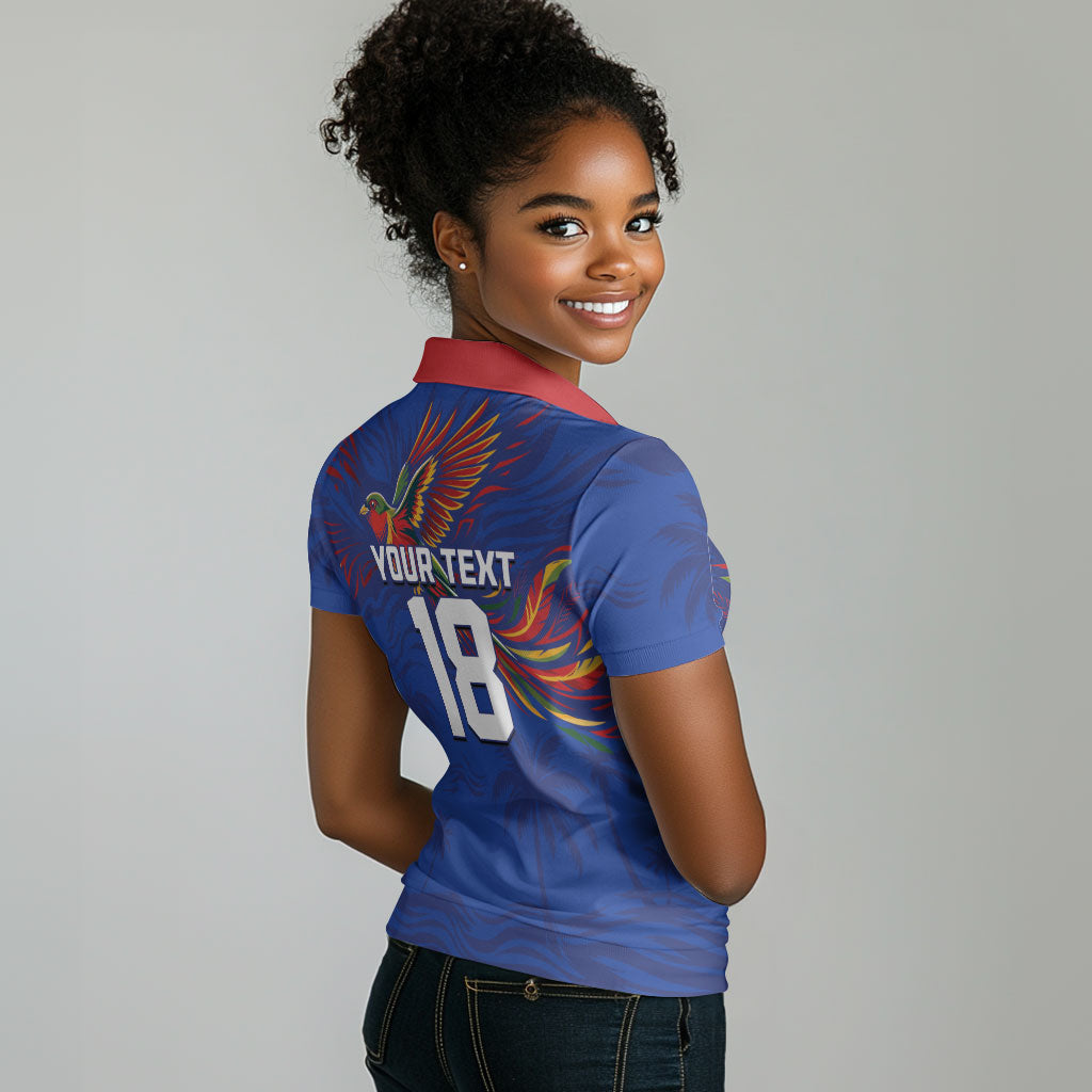 Haiti Heritage Football 2026 Custom Women Polo Shirt Hispaniolan Trogon Bird