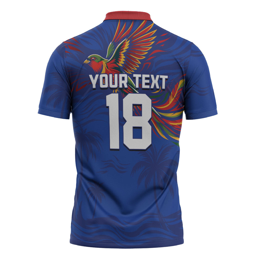 Haiti Heritage Football 2026 Custom Zipper Polo Shirt Hispaniolan Trogon Bird