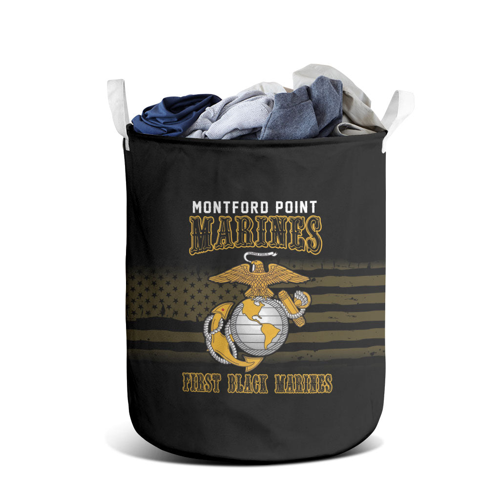 Honoring First Black Marines Laundry Basket The Montford Point Heroes - African Pride