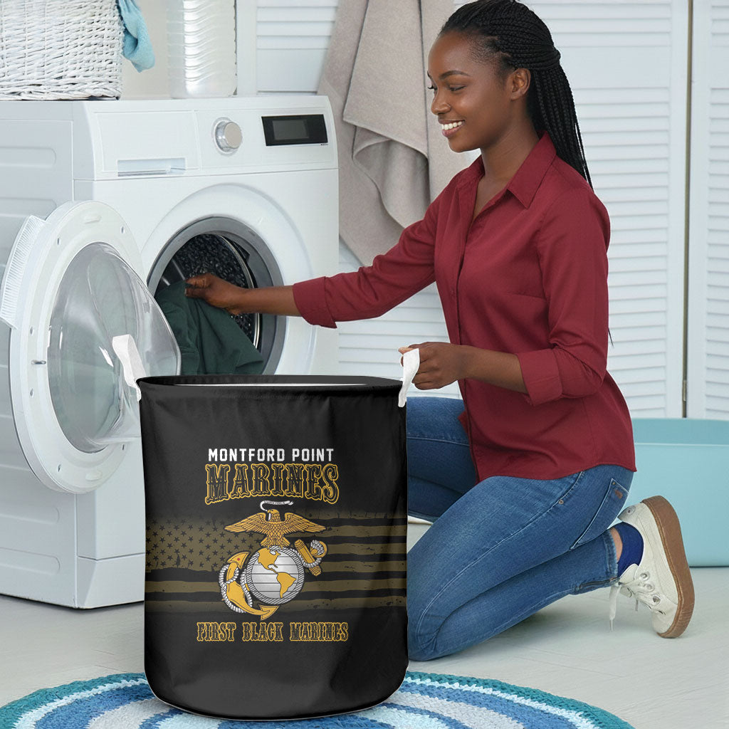 Honoring First Black Marines Laundry Basket The Montford Point Heroes - African Pride