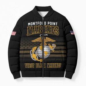 Honoring First Black Marines Bomber Puffer Jacket The Montford Point Heroes