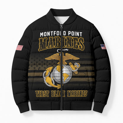 Honoring First Black Marines Bomber Puffer Jacket The Montford Point Heroes