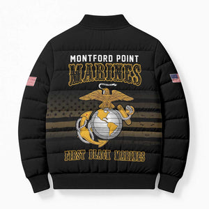 Honoring First Black Marines Bomber Puffer Jacket The Montford Point Heroes